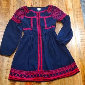 Gap, girls navy blue/fuchsia trim dress, size 10 reg